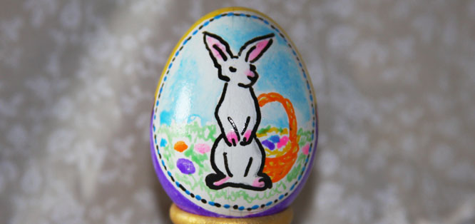 Easter bunny basket varnish egg
