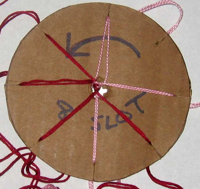 DIY Wheel Striped Kumihimo Friendship Bracelet with a Cardboard Disk 